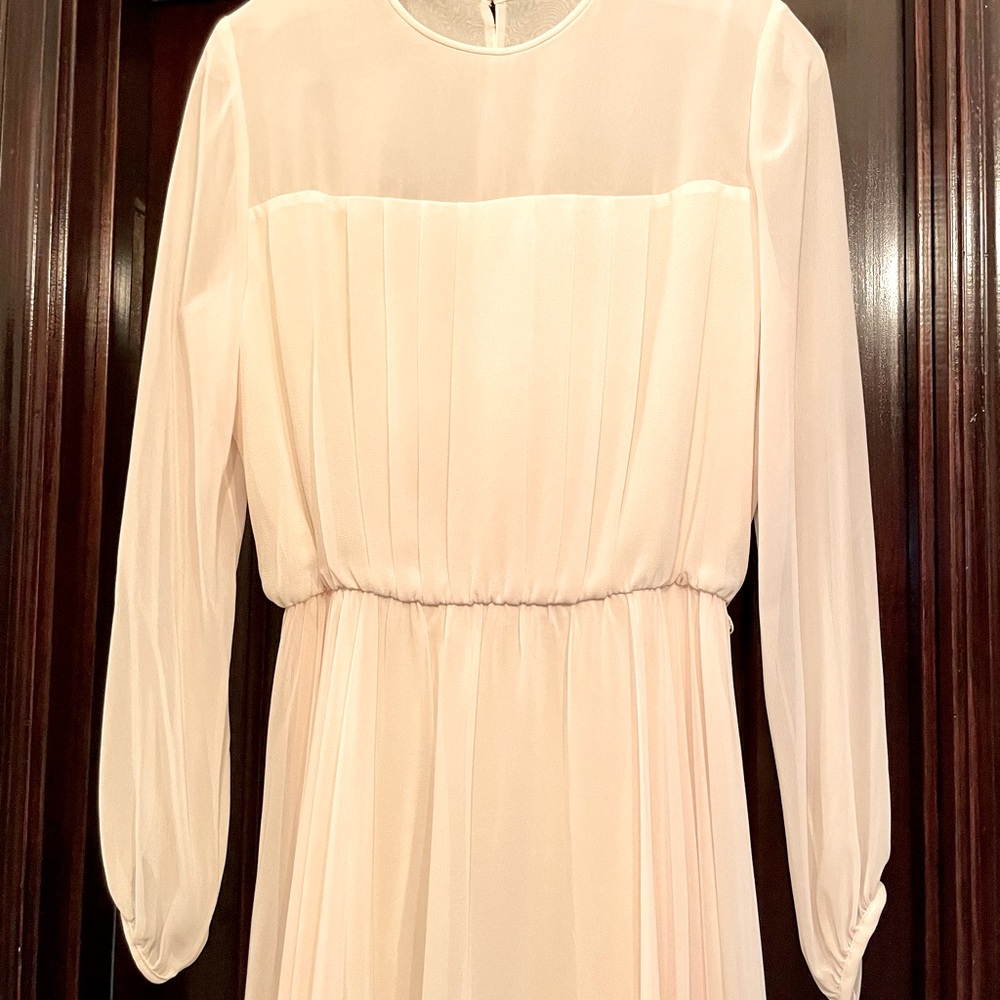 Cream Chiffon Elegant Dress  Size 10  NWT USA Excellent Vintage! ‼️Host Pick ‼️